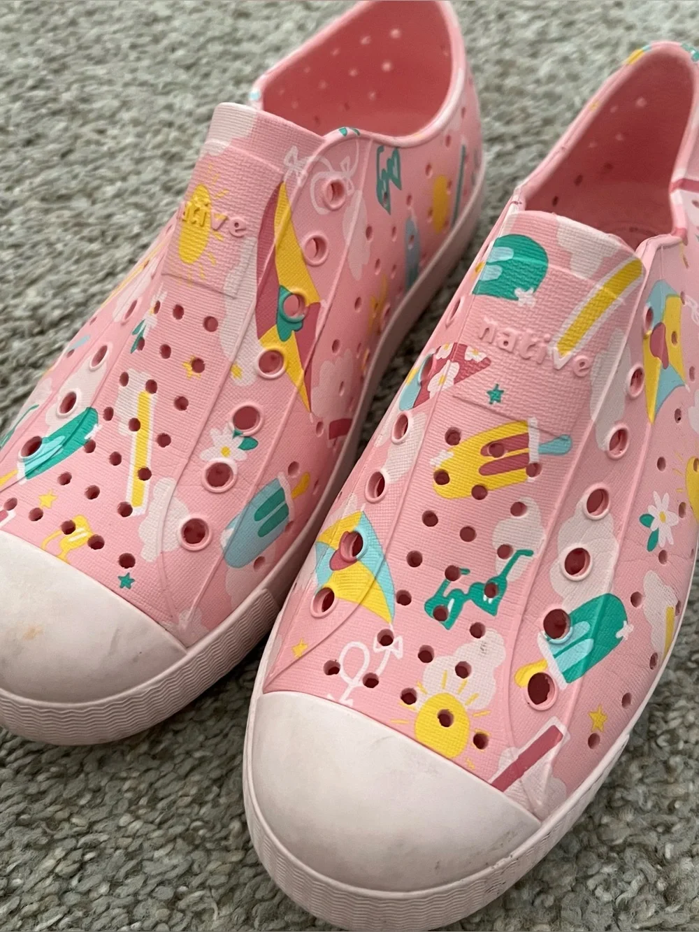 Native Kids Pink Beach-Print Slip-On Water Shoes Size 2